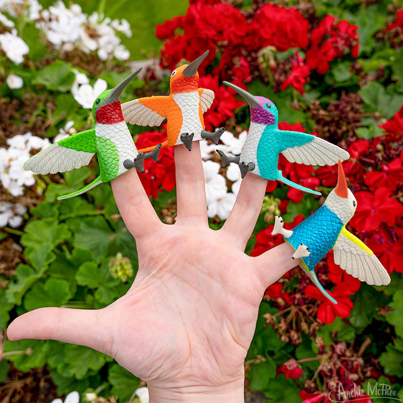 Finger Hummingbirds - Set of 4 Hummingbird Finger Puppets - Image 2