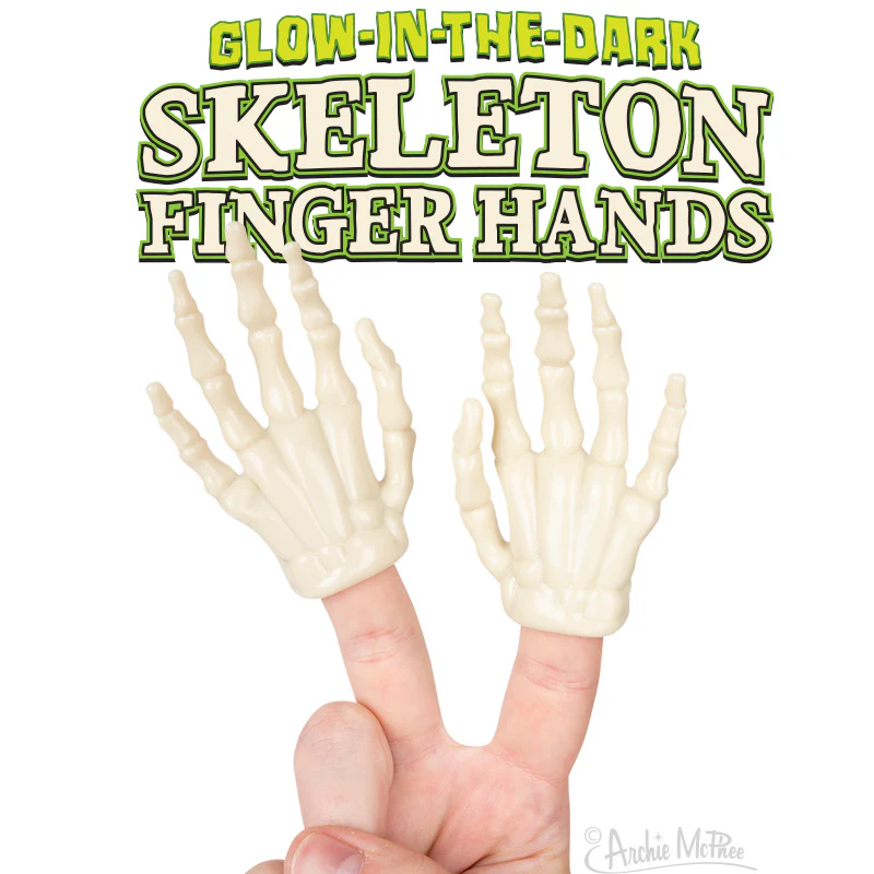 Glow-in-the-Dark Skeleton Finger Hands - Set of 2